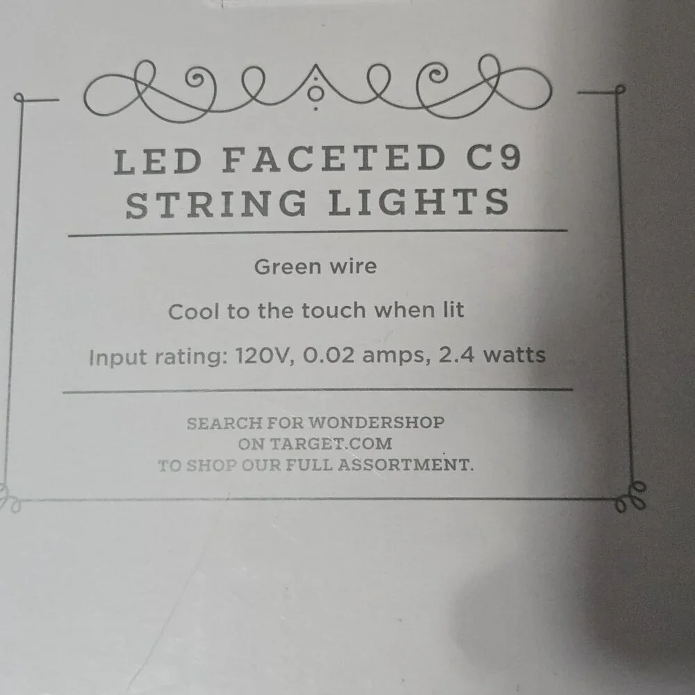 2 New WONDERSHOP 25 Multi-Color Faceted LED Christmas String Lights 16'
